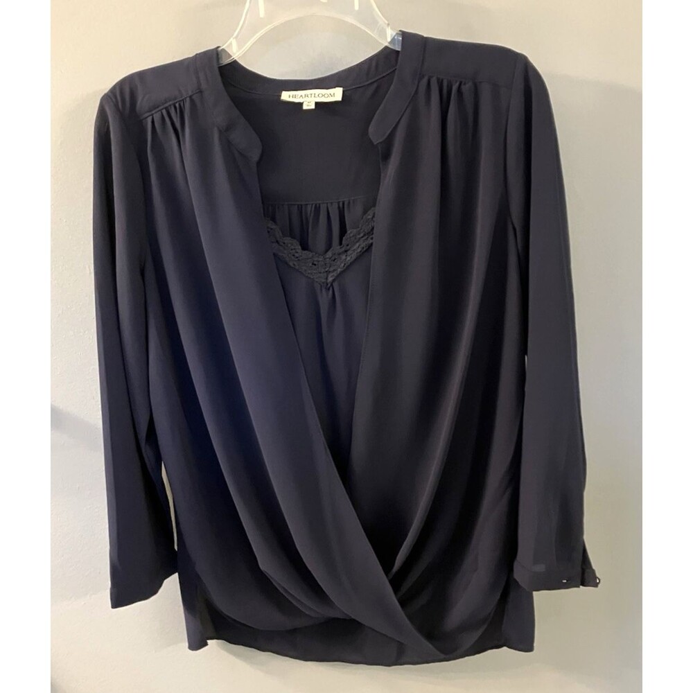 Heartloom Womens Navy Blue Knot front Blouse Size M - Picture 1 of 6